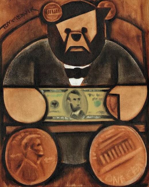 Abraham Lincoln Teddy Bear Painting, Oil on Canvas (2013)