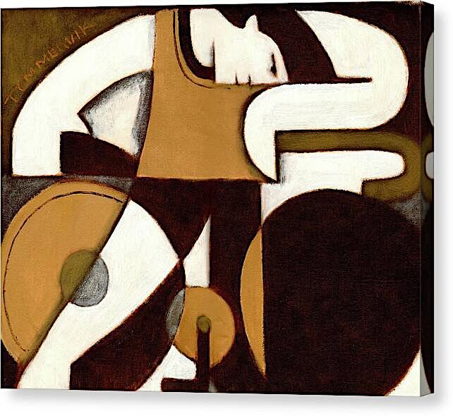 Art Deco Man And Bike Modern Abstract Canvas Print by Tommervik