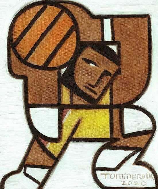 Lebron James Shooting Basketball Painting, Oil on Canvas (2020)