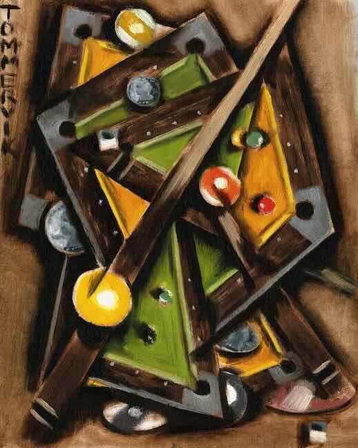 Abstract Cubism Pool Table Painting, Oil on Canvas (2010)