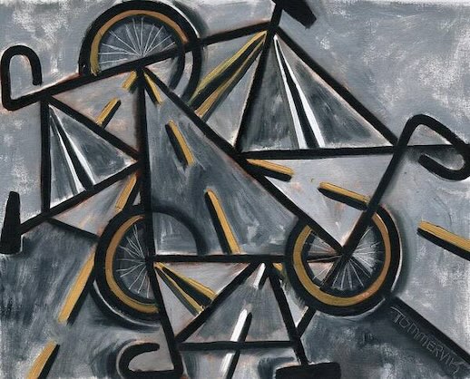Abstract Road Bikes Painting, Oil on Canvas (2014)