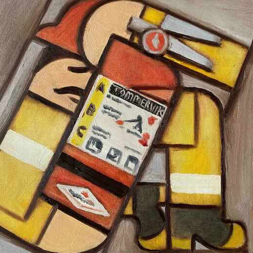 Fireman With Fire Extinguisher Painting, Oil on Canvas (2018)