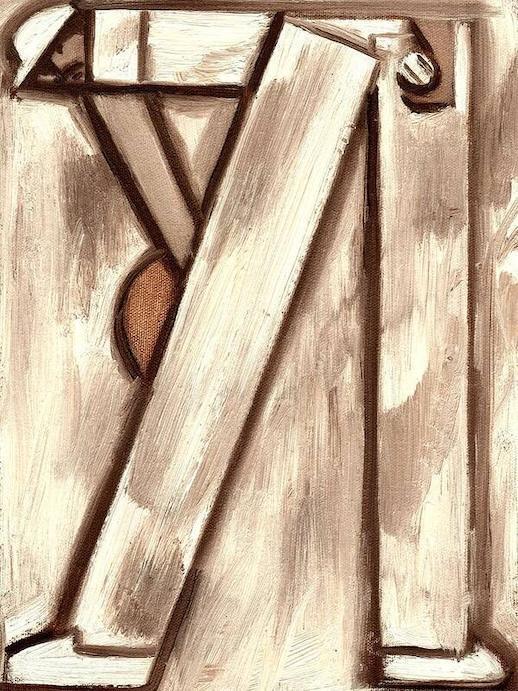 Modern Geometric Abstract Baseball Pitcher Painting, Oil on Canvas (2018)