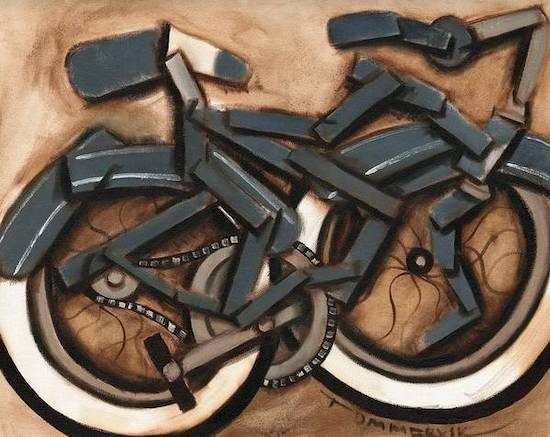 Abstract Blue Cruiser Bicycle Painting, Oil on Canvas (2012)