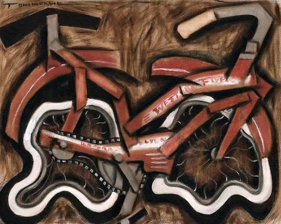 Vintage Red Cruiser Bicycle Painting, Oil on Canvas (2012)