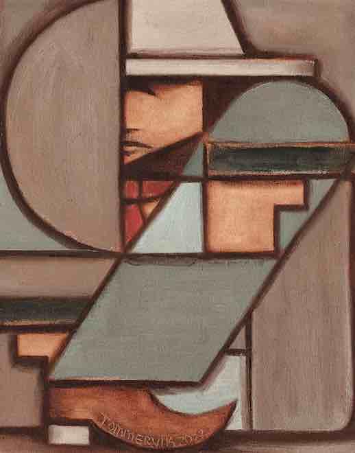Clint Eastwood Cubist Cowboy Painting, Oil on Canvas (2022)