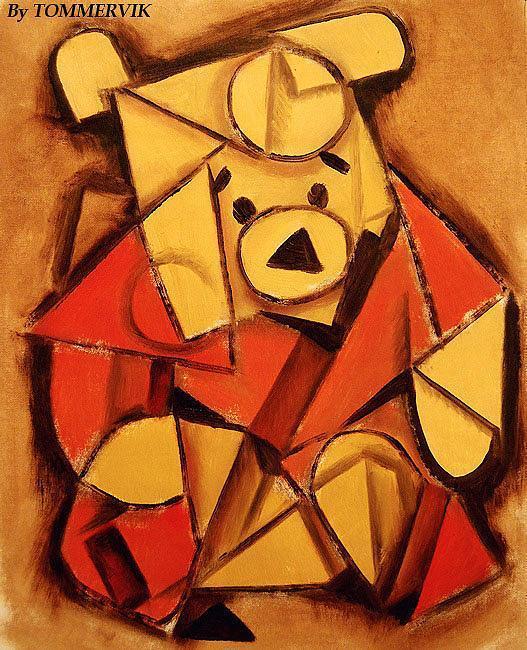 Cubist Pooh Bear Painting, Oil on Canvas (2011)