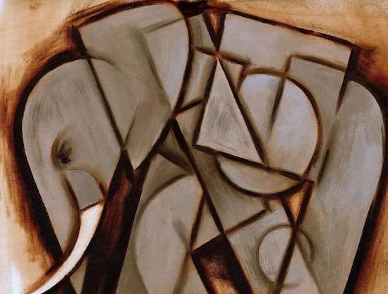 Abstract Cubism Elephant Painting, Oil on Canvas (2011)