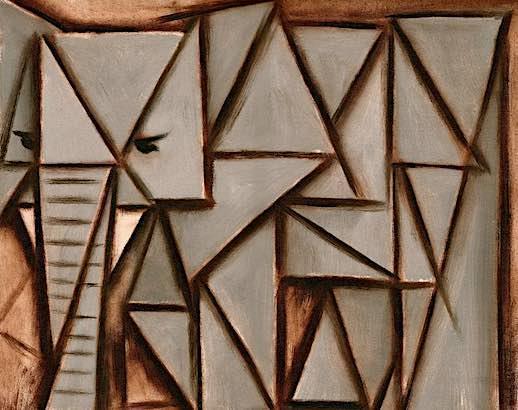 Triangle Elephant: Modern Geometric Painting, Oil on Canvas (2011)