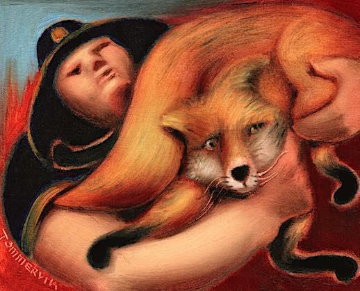 Park Ranger Rescuing Fox Painting (2018) – Canvas Wall Art, Metal, Framed Prints Available