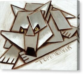 geometric wolf wall art
