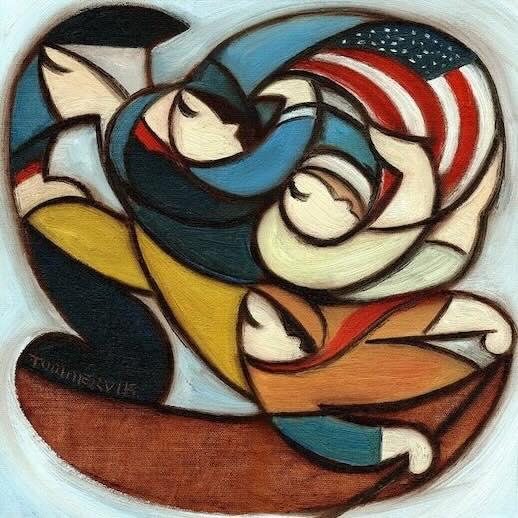 Abstract George Washington Crossing Delaware River Painting (2021) – Canvas, Metal, Framed Prints Available