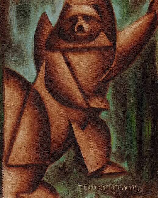 Grizzly Bear Standing On Hind Legs Painting, Oil on Canvas (2019)