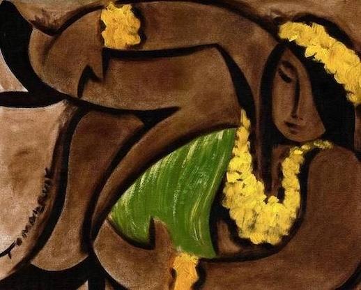 Abstract Hula Girl Painting, Oil on Canvas (2013)