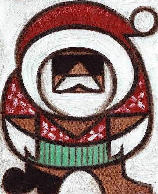 Hawaiian Santa Claus Painting, Oil on Canvas (2021)