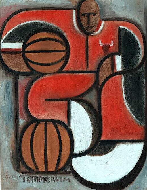 Art Deco Michael Jordan Painting, Oil on Canvas (2014)