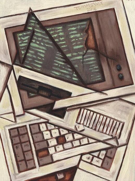 Old Broken Desktop Computer Painting, Oil on Canvas (2016)