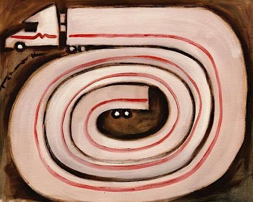 Semi Snake: Abstract Truck Painting, Oil on Canvas, 2010