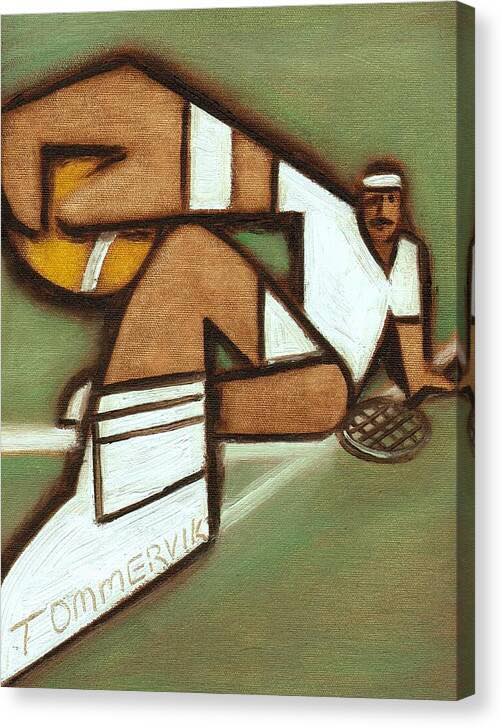 Old School Tennis Player Canvas Print by Tommervik