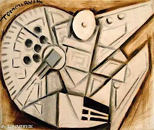 Cubist Millennium Falcon Painting, Oil on Canvas (2010)